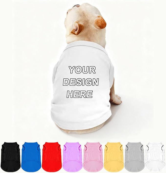 Custom Dog Shirt Pet Clothes Breathable Shirts for Small to Large Dogs Customized Name Logo Photo Puppy Outfits Personalized Sleeveless Vest Pets Apparel White, M