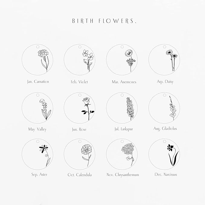 Cats Dogs ID Tags Personalized Engraving Birth Flowers Pattern for Custom Pets Collar Accessories Shiny Brass Copper Extra Small Round Name Plate