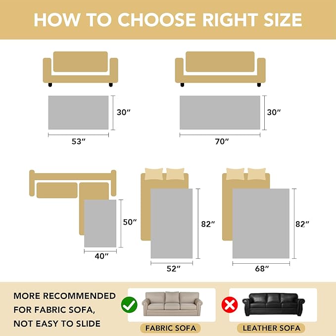 H.VERSAILTEX Non Slip Pet Couch Cover Chenille Dog Bed Protector Thick Soft Sofa Slipcover Pet Friendly Washable Couch Cushion Covers for Pets (30" x 53", Sea Foam)