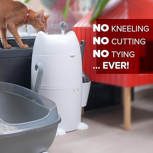 Red Rocket Pets Cat Litter Trash Can Kitty Twister Plus Pack, 12x Refills Bags and 6X Charcoal Sachets, No Smell Litter Storage Container, Litter Disposal System