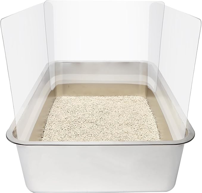 3PCS Cat Litter Box Pee Shields,Transparent Easy Clean Splash Guard for Open Top Litter Pan 14.5×11.5in- Litter Box Not Included (3, Clear)