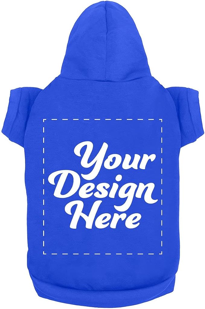 Personalized Dog Hooded Sweatshirt Custom Pet Pullover Hoodie Text/Image Small/Medium/Large Dogs,Puppy,Cat and Kitten Royal Blue