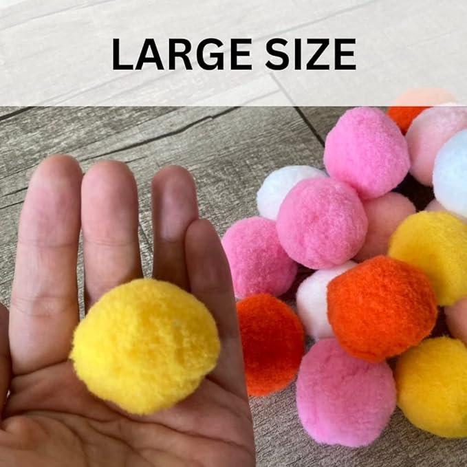 Premium Soft Pom Pom Balls for Kittens - Lightweight, Interactive, Assorted Colors - Plush Toy Balls for Kitten Training and Play - Pet Products for Cats (1.6 Inches 20 Balls)
