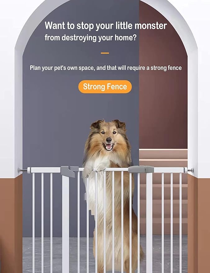 (85-100 in Width) Extra Long Baby Gate Extra Wide, Large Dog Gate Indoor, Child Proof Gate, Kiddie Gates, Baby Gate for Doorways. White, Dog Gates for The House. Extra Tall Pet Gate.