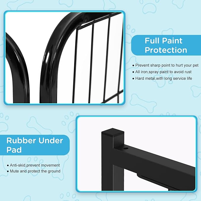 BestPet | Dog Playpen Extender | 32 Inch, 2 Panels | Heavy Duty Metal Pet Exercise Pen | Indoor Outdoor Fence Panels | Rust-Resistant, Removable, Tool-Free Setup | Anti-Skid, Expandable Design