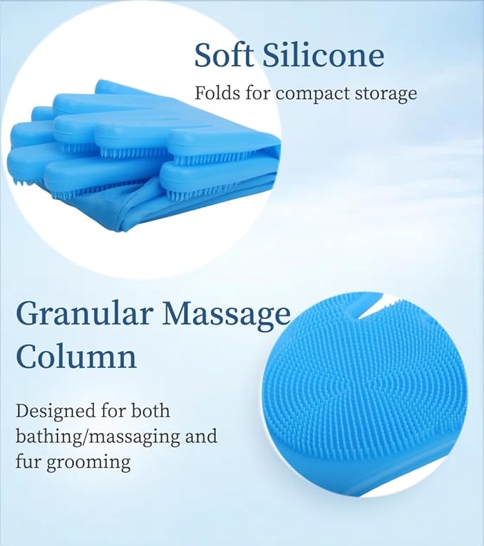Dog Bathing Gloves - Long-Sleeved Silicone Gloves, High-Density Massage Column Design, Suitable for Bathing, Massaging and Combing Cats and Dogs at Home or in Pet Shops