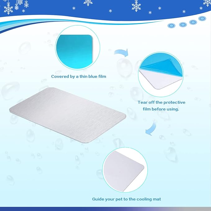 Rabbit Cooling Pad, 11.8x7.9 in Hamster Cooling Mat Pet Cool Plate for Rabbit Bunny Hamster Guinea Pig & Other Small Pets Stay Cool This Summer - Bite Resistance Pet Cooling Pad Ice Bed