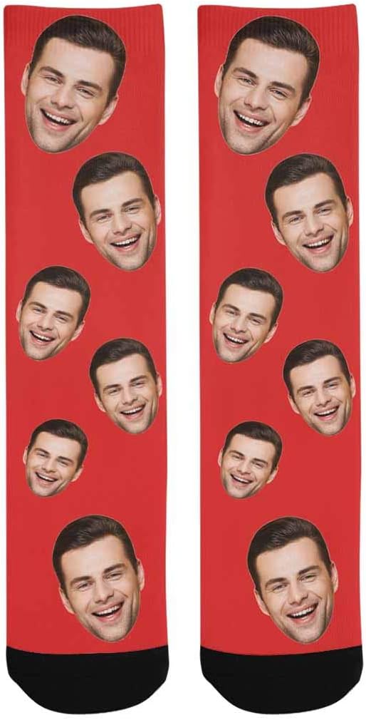 MyPupSocks Custom Personalized Photo Pet Face Socks, Cat and Dog Tracks Paws Bones Crew Socks with Picture for Men Women