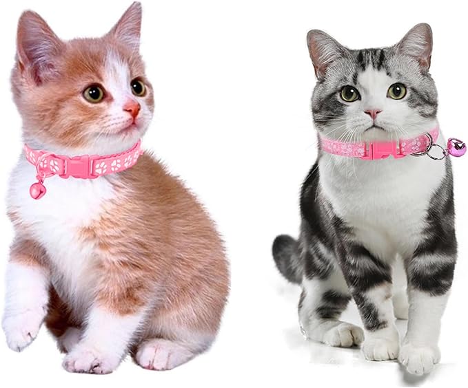 Dog Collar and Leash Set 3Pcs Puppy Collar and Leash Paw Print Whelping ID Collars Buckle Soft Nylon Litter Adjustable Pet Collar for Puppy Small Dogs Walking Training (Red Purple Pink)