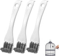 3pcs Bird Cage Brush Cleaner, Stainless Steel Bird Cleaning Brush Durable Droppings Removal Tool for Pet Parrot Fowl Cage Remover Cleaning Accessory