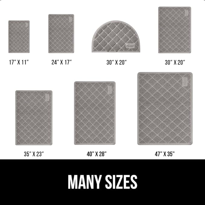 GORILLA GRIP Cat Litter Box Mat, 47x35, Water Resistant, US Designed Kitty Litter Trapping Mats, Easy to Clean, Scatter Control, Less Mess and Clean Floors, Kitten Supplies for Indoor Cats, Grey