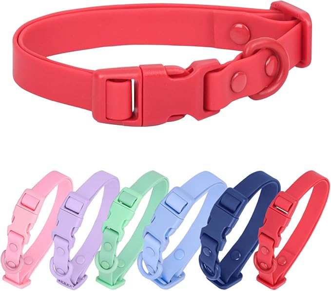 Waterproof Dog Collar Soft Rubber Dog Collar with Safety Buckle Adjustable Pet Collars for Small Medium Large Dogs