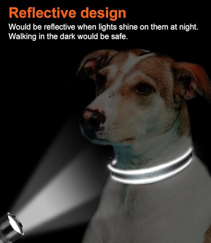 Joytale Reflective Dog Collar, Soft Neoprene Padded, Metal D-Ring, Nylon Pet Collar Adjustable for Medium Dogs, Gray, M