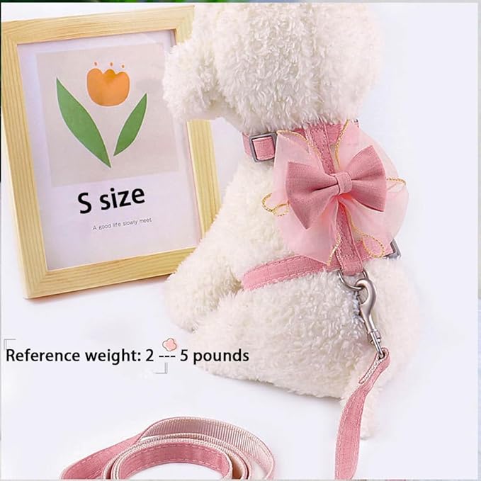 Adjustable Cat Harness with Leash and Bow-Tie, for Small to Medium Cats, Pink (Pink, S)
