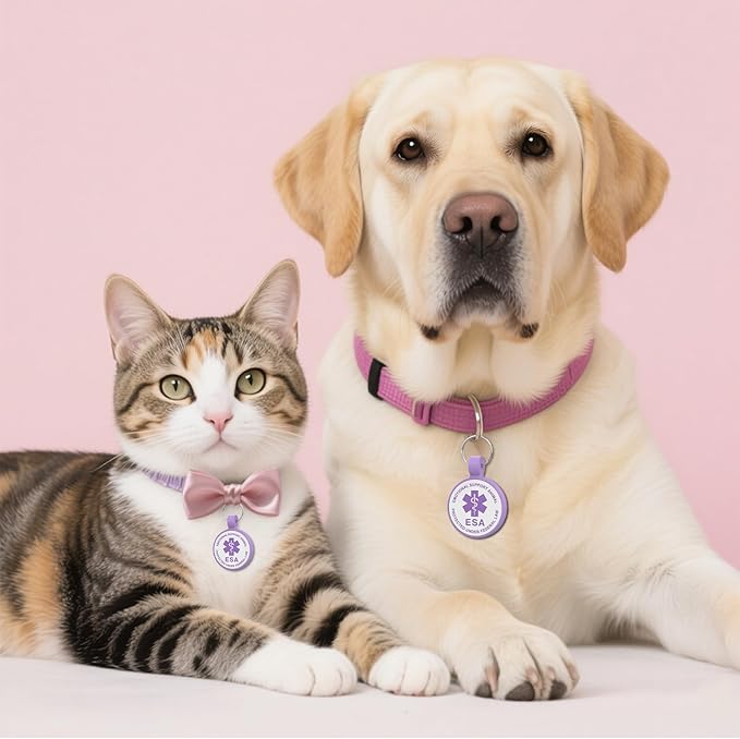ESA Dog Tag, QR Code Dog Tag, Modifiable Free Pet Online Profile, Scannable QR Code, Scan QR Send Instant Location Alert Email, Silicone Lightweight ID Tag for Dog and Cat (Purple, Small)