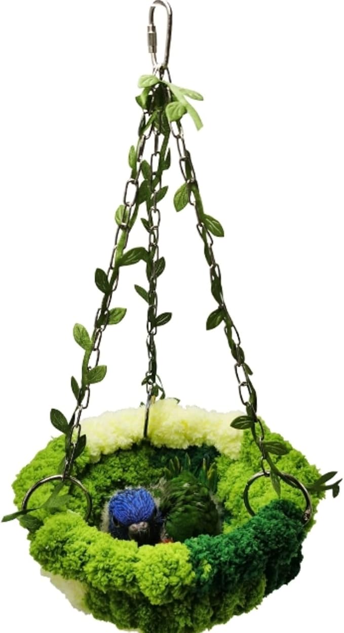 Bird Nest Hanging Hammock Bed Toy for Small Medium Pet Parrot Parakeet Cockatiel Conure Cockatoo Amazon Lovebird Budgie Finch Canary Hamster Rat Gerbils Chinchilla Cage Stand Perch (Multicolor)