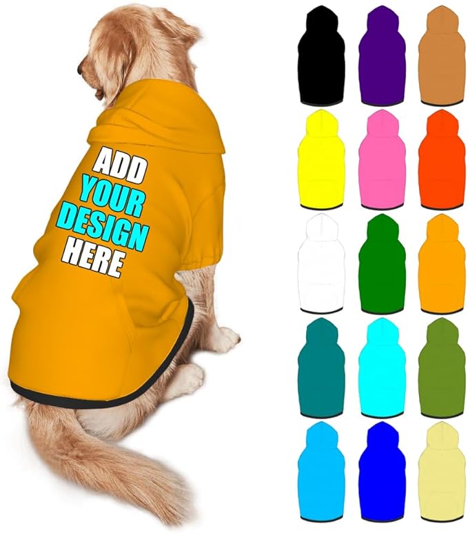 Custom Dog Hoodie Personalized Photo Text Logo Name Dog Clothes, Soft & Warm for Puppy Sweatshirt Hooded for Small Medium Large Dogs Girl/Boy Cats/Kitten, Orange, L