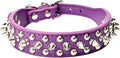 Spiked Dog Collar Soft Pu Leather Mushrooms Rivet Spike Studded Puppy Adjustable Pet Collars for Small Breeds (M, Purple)