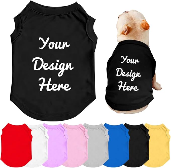 Personalized Dog Shirt Design Your Own Add Photo Text Logo Name Summer Breathable Dogs T-Shirt Clothes for Small Medium Large Pet, 3XL