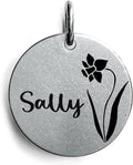 Cats Dogs ID Tags Personalized Engraving Birth Flowers Pattern for Custom Pets Collar Accessories Matt Stainless Steel Small Round Name Plate