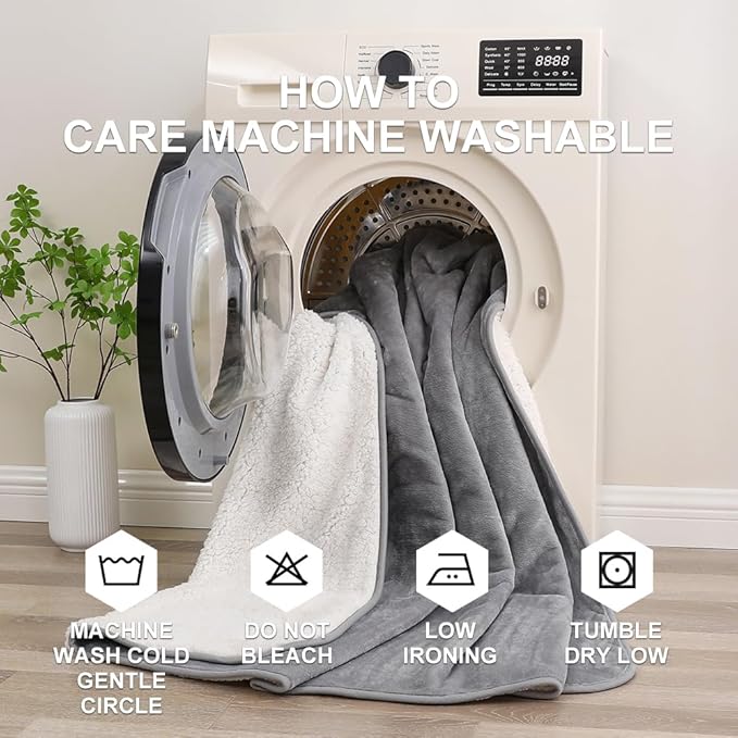 Waterproof Blanket for Beds – Ideal for Couch & Pets Splash Proof Sherpa Throw, Leakproof TPU Layer, Stain Resistant Washable Bed Protector – LightGray, 90"x 80"