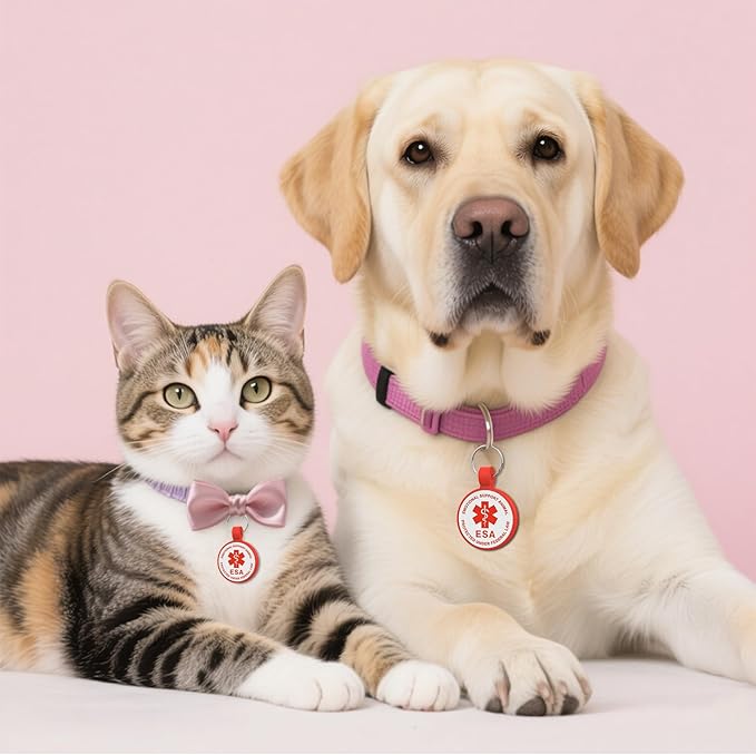 ESA Dog Tag, QR Code Dog Tag, Modifiable Free Pet Online Profile, Scannable QR Code, Scan QR Send Instant Location Alert Email, Silicone Lightweight ID Tag for Dog and Cat (Red, Small)
