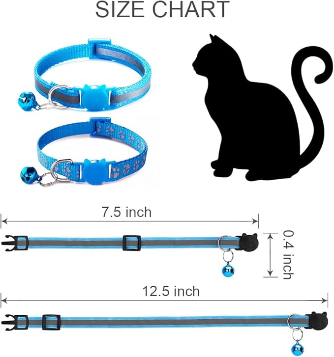 FluorescentCat Collar with Bells, [2 Pack] Hot Pink Break Away Kitten Collar with Bells, Breakaway Cat Collar for Girl Cats Kitty