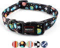 QQPETS Adjustable Soft Dog Collar: Print Flower Pink Multicolor Cute Patterns for XS Small Medium Large Pet Girl Boy Puppy Walking Running Training (S, Space)