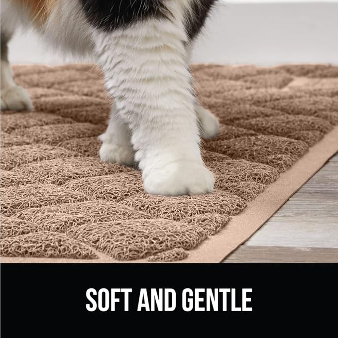 GORILLA GRIP Cat Litter Box Mat, Water Resistant, US Designed Kitty Litter Trapping Mats, Easy to Clean, Scatter Control, Less Mess and Clean Floors, Kitten Supplies for Indoor Cats, 30x20 Beige