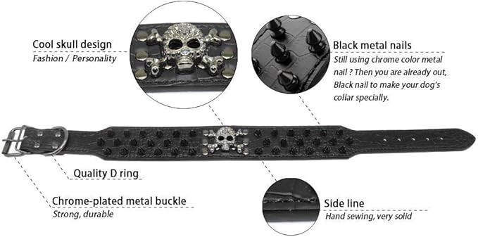 Serijoars Spiked Studded Dog Collar, PU Leather Dog Collar, Adjustable Pet Collars for Medium or Large Breed Pet (XL, Pink2)