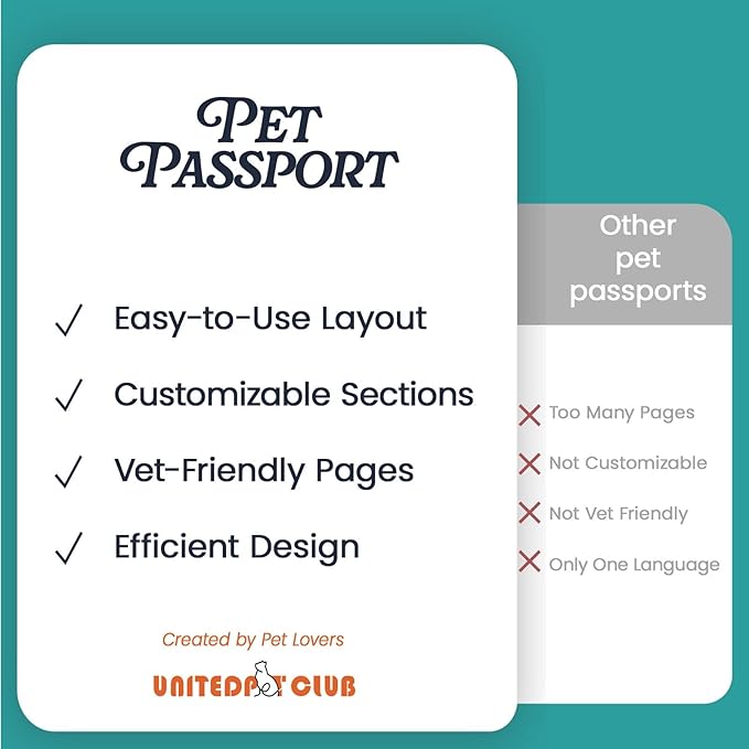 Color Premium PU Leather stitch-sewn Pet Passport Medical Record for Pet Health and Vaccination English + Spanish for Cat, Dog, Puppy and Kitten (Midnight, Single)