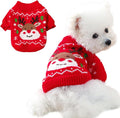 Christmas Dog Outfit Red Puppy Sweater for Small Dogs Girl Boy Elk Snowflake Cat Knitwear Reindeer Knitted Pet Clothes Santa Deer Costume for Chihuahua Yorkie Poodle (Red-2, X-Large)