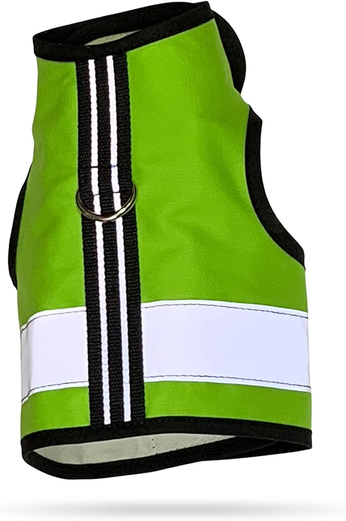 Kitty Holster Reflective Cat Harness – High-Visibility Cat Harness for Travel, Day and Night Walking - Soft Cotton Cat Accessories, Breathable, Secure & Washable, Made in USA - Loud Lime, M to L