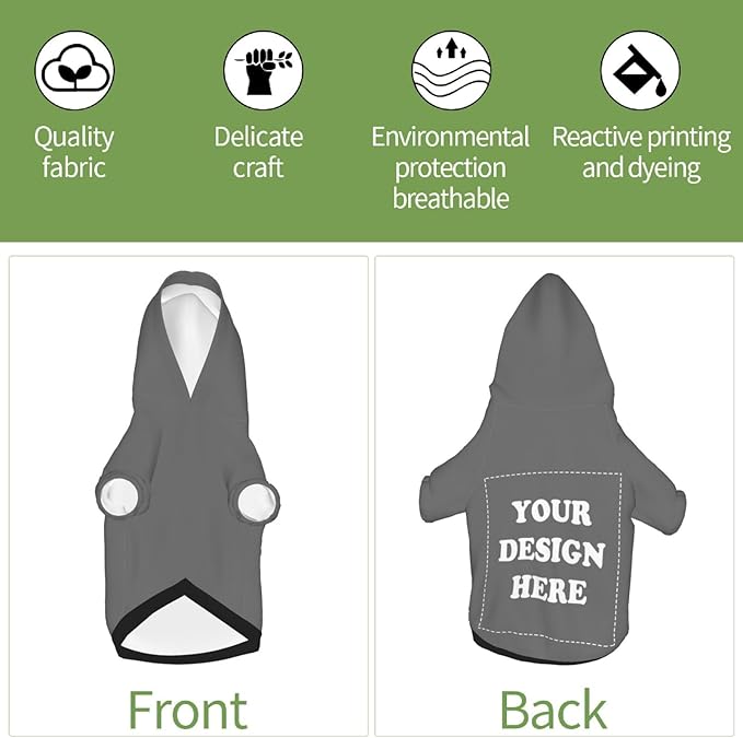 Personalized Dog Hoodie, Custom Dog Costumes for Small Dogs, Holiday Happy Dog Clothes Football Pet Shirt Sweater with Name Number for Girl/Boy Cats/Kitten, Darkgrey, M