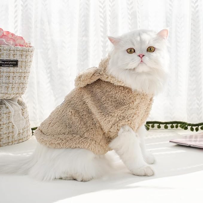 Selena Cat Bunny Ears Costume Cute Dog Kitten Hoodies Sweater Rabbit Ears Puppy Pet Apparel (Small,Beige)