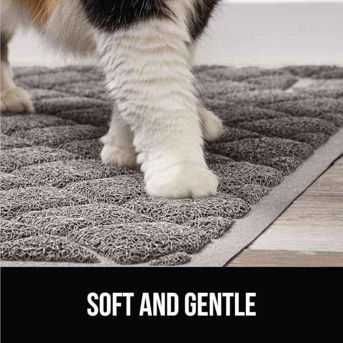 GORILLA GRIP Cat Litter Box Mat, 35x23 2 Pack, Water Resistant, US Designed Kitty Litter Trapping Mats, Easy to Clean Scatter Control, Less Mess and Clean Floors, Kitten Supplies for Indoor Cats, Grey