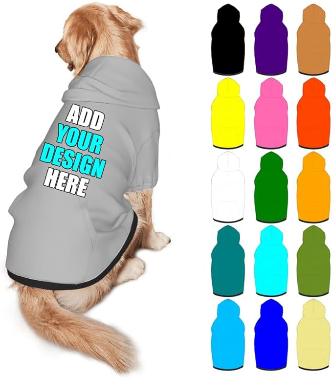 Customized Dog Hoodie with Name Logo Personalized Text Soft & Warm for Puppy Sweatshirt Hooded for Small Medium Large Dogs Girl/Boy Cats/Kitten, Silver, XXL