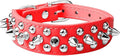 Spiked Dog Collar Soft Pu Leather Mushrooms Rivet Spike Studded Puppy Adjustable Pet Collars for Small Breeds (S, Red)