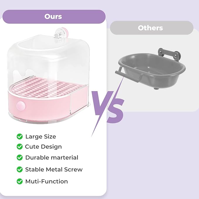 mini&moe Bird Bath for Cage, 4 in 1 Multifunction Birds House/Bath/Litter Box/Feeder Room, Bird Cage Accessories for Pet Birds Conure Budgies Cockatiels Lovebird,Finches, Parakeets, Mannikin,Pink