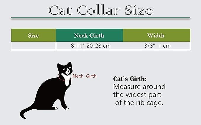 CHUKCHI Pink Soft Velvet Safe Cat Adjustable Collar with Crystal Heart Charm and Bells 8-11 Inches(Black+Red)