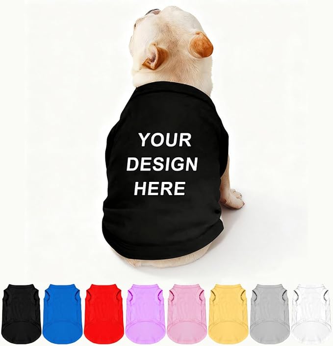 Custom Dog Shirt Pet T Shirts for Small Medium Large Dogs Customized Clothes with Image Logo Text Breathable Sleeveless Tank Top Personalized Outfits Puppy Apparel Black, XS