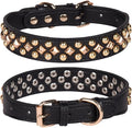 Spiked Dog Collar Soft Pu Leather Mushrooms Rivet Spike Studded Puppy Adjustable Pet Collars for Small Breeds (M, Black3)