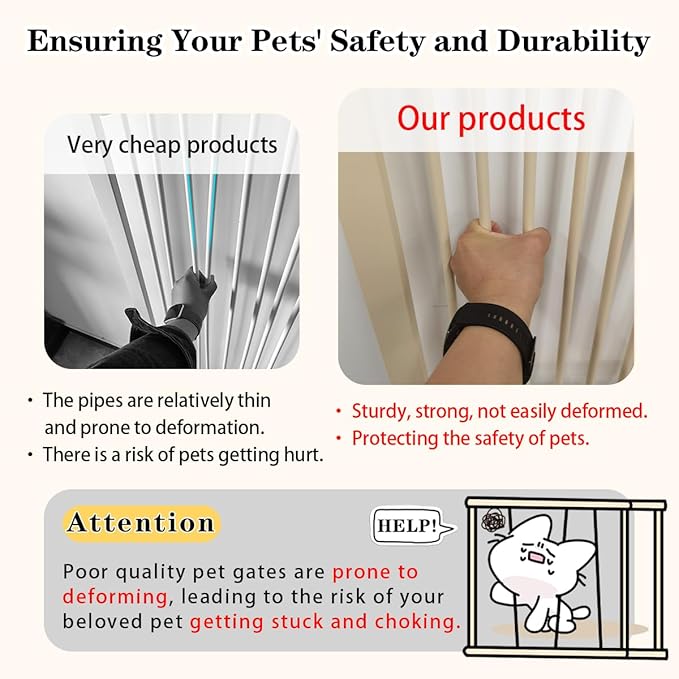 Lumizone Extra Tall Pet Gate 55.12" High Pressure Mounted 38.39"-59.24" Extra Wide (9 Sizes) 1.37" Gap for Cat Dog Stairs Doorway Hallway No Drilling Auto-Close (30.12"-59.24" W, Cream White)