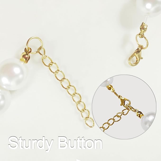 Chunky Pearl Dog Collar(0.55 Inch) for Small Dogs Cats, Adjustable Beaded Dog Collar Imitation White Pearls, Elegant Dog Jewelry Girl Accessories for XS Extra Small Dogs Necklace