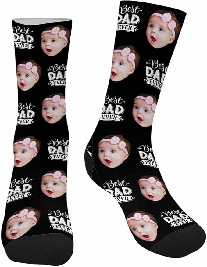 MyPupSocks Custom Personalized Photo Pet Face Socks, Cat and Dog Tracks Paws Bones Crew Socks with Picture for Men Women