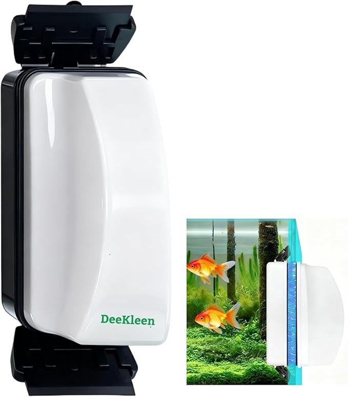 Aquarium Magnetic Tank Cleaner,Tool Brush for Aquarium,Effective Clean Buildups on The Glass,2 Scrapers,Self-Floating,Scratch Free,Nonslip,Strong Magnetic,DeeKleen Fish Tank Accessories(Small)