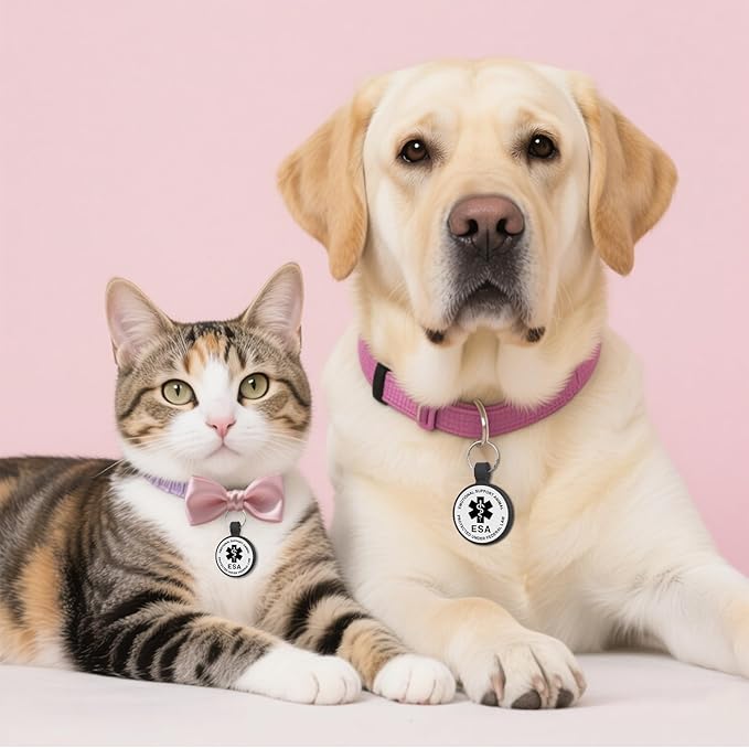 ESA Dog Tag, QR Code Dog Tag, Modifiable Free Pet Online Profile, Scannable QR Code, Scan QR Send Instant Location Alert Email, Silicone Lightweight ID Tag for Dog and Cat (Black, Regular)