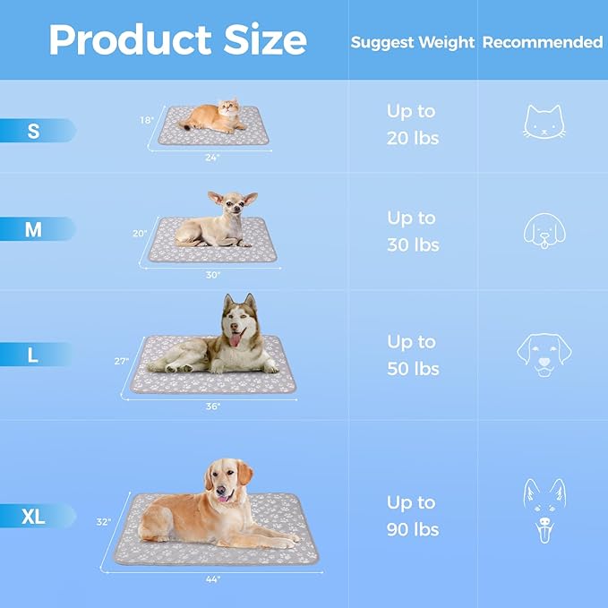 Rywell New Grey Edition Cooling Mat for Dogs Extra Large, 44'' x 32'' Endothermic Color Changing Arc-Chill Cooling Fiber,Washable Non-Toxic Summer Pet Outdoor Bed Mat, Non-Slip&Foldable