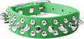 Spiked Dog Collar Soft Pu Leather Mushrooms Rivet Spike Studded Puppy Adjustable Pet Collars for Small Breeds (M, Green)