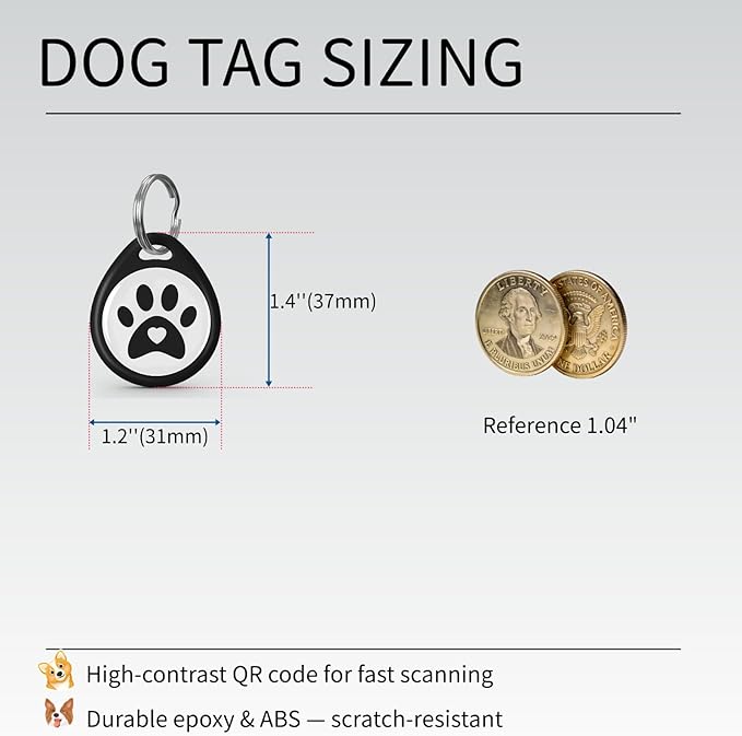 (5 Pack) QR Code Dog ID Tags for Collar Personalized for Pet Online Profile - Scan QR Receive Instant Pet Location Alert Email, Anti-Lost,No Subscription fees (5 Colours, for Dog - 1.2")